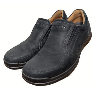 ECCO Howell Loafers Men's 9 EU 43 Black Leather Elastic Side Panel Rubber Soles